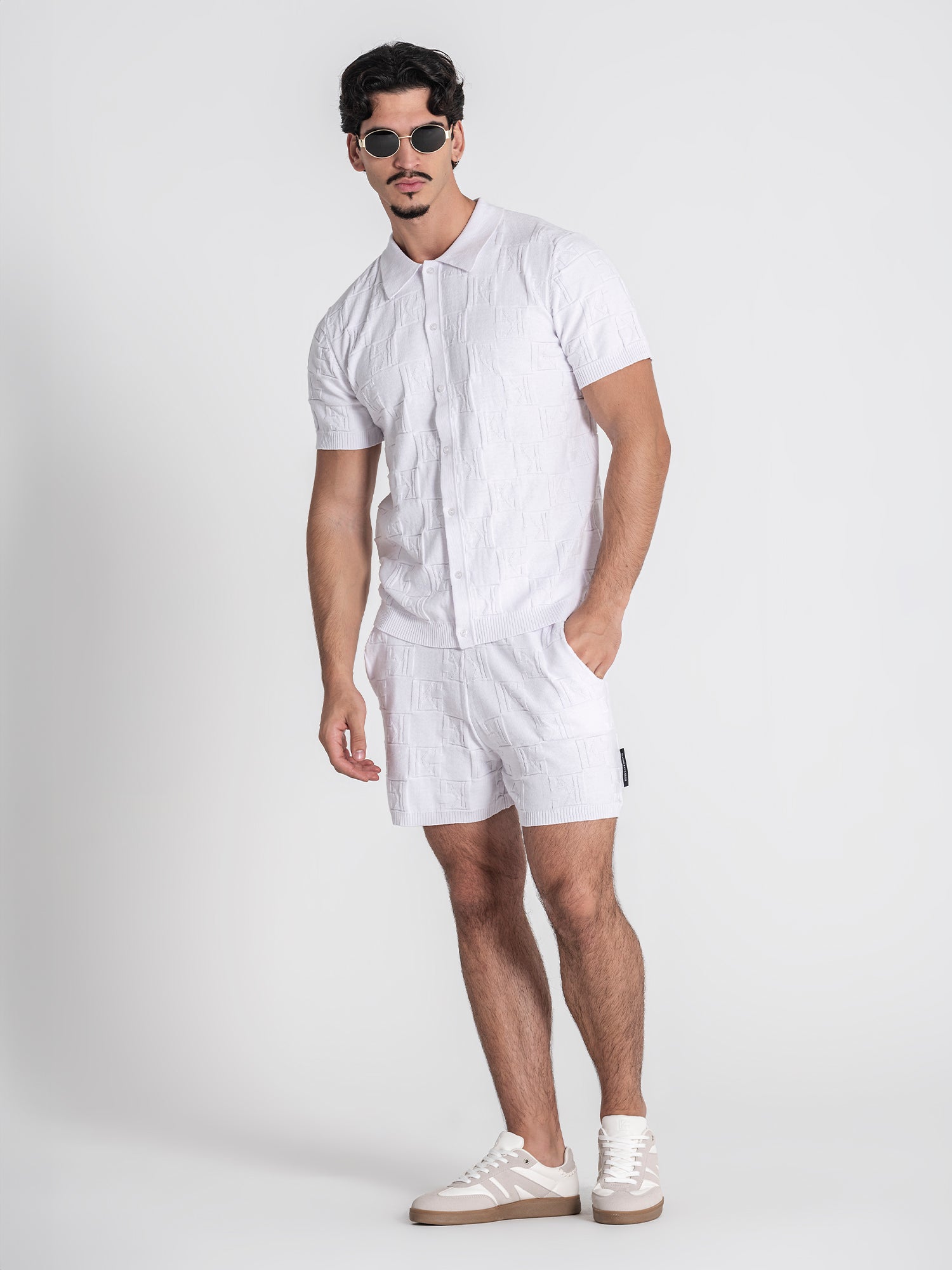 shirts / White Clone Knit Shirt