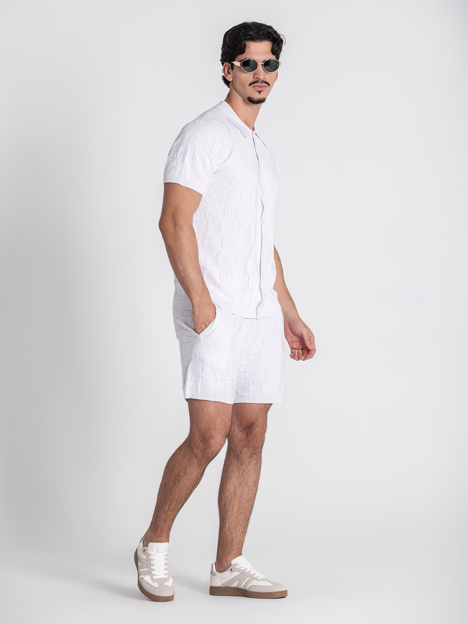 shirts / White Clone Knit Shirt